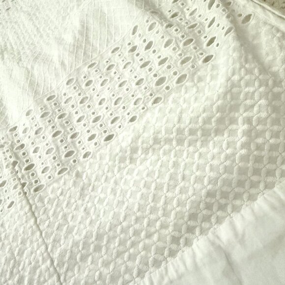 Adrianna Papell White Cotton Eyelet Short Sleeve Shift Dress Size 4 Keyhole Neck - Picture 4 of 14